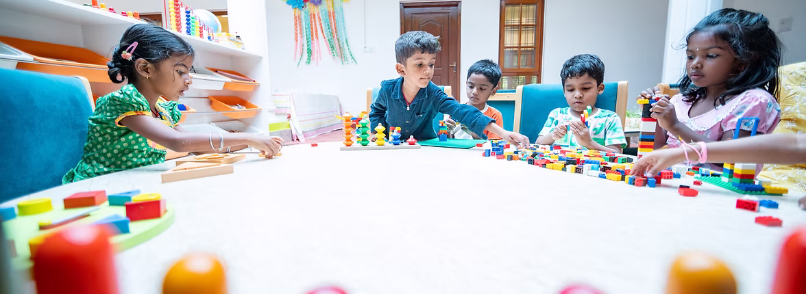 Children playing with blocks